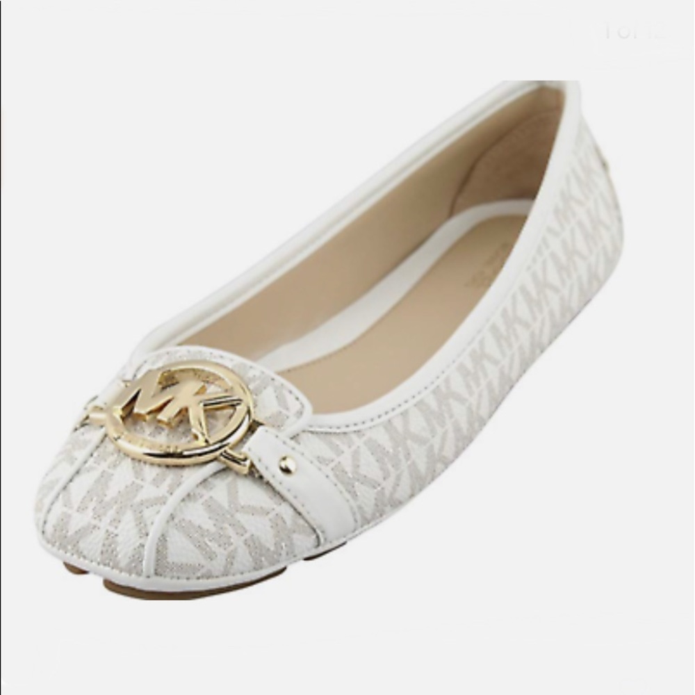 MICHAEL KORS Fulton MK Signature White Flats Moccasins